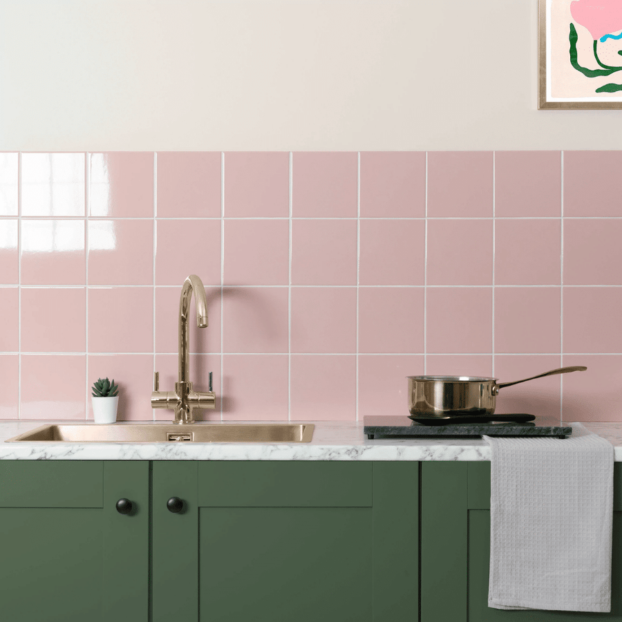 Elegant pink ceramic wall tile with flat surface