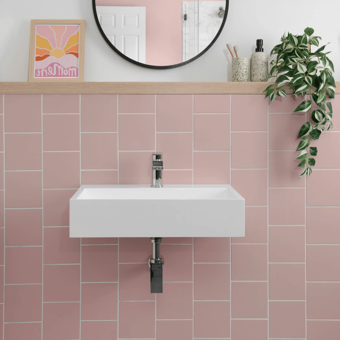 Monocolour Rosa Pink Flat Matt Square ceramic wall tiles soft pink