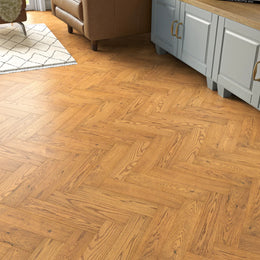 Amberley Golden Oak Herringbone Flooring in a room setting