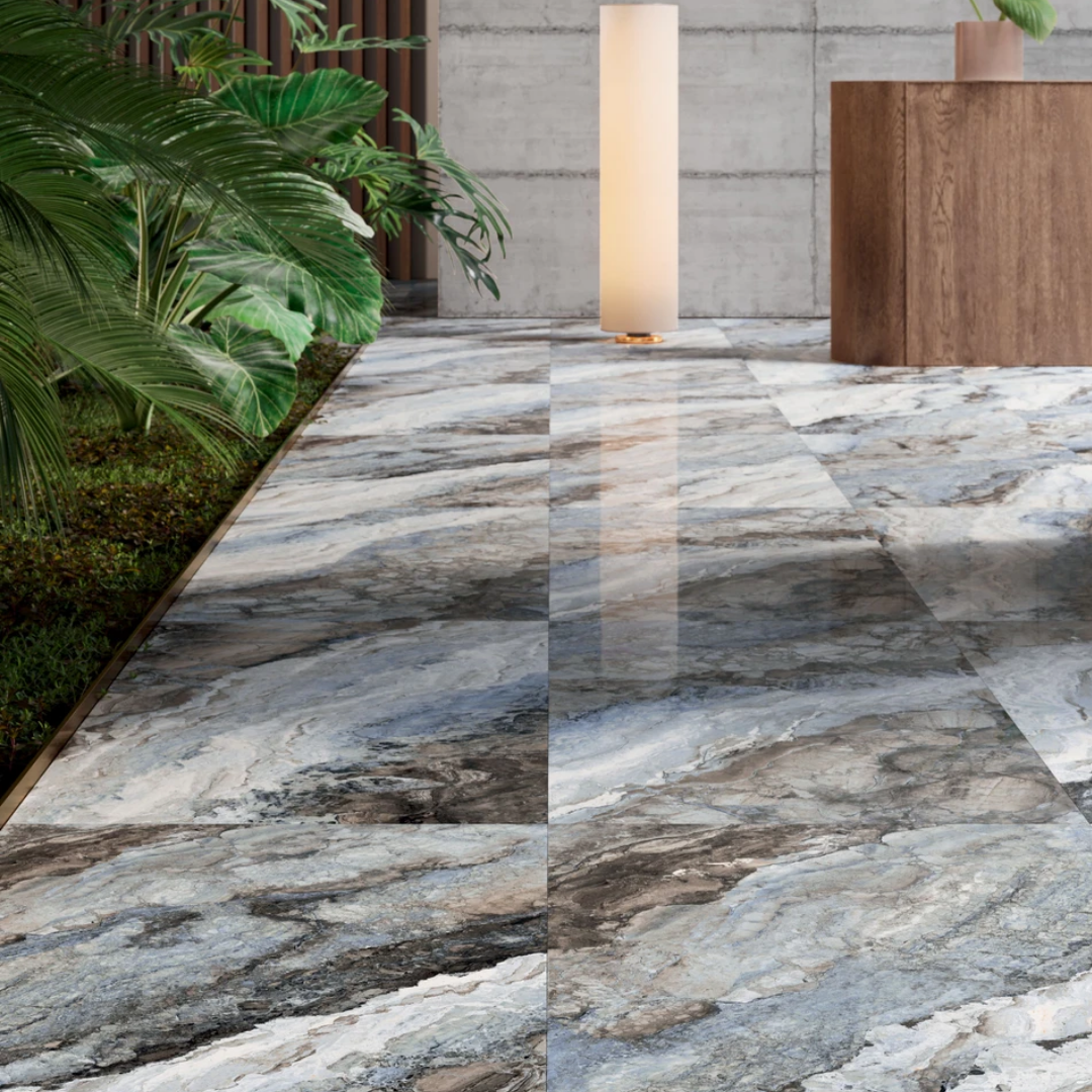 Mystic Ocean premium marble-look tile contemporary interior