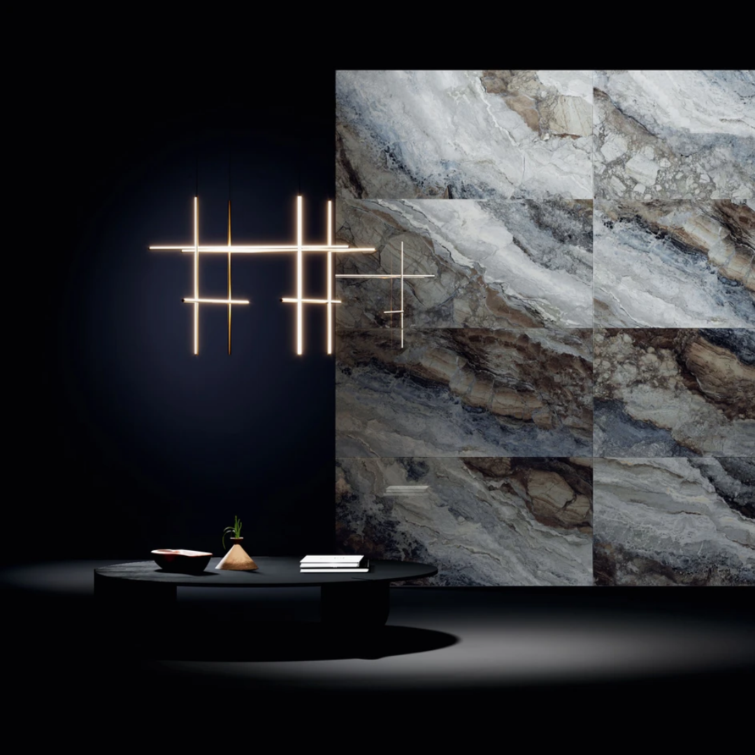 Mystic Ocean ocean blue porcelain tile luxury living space