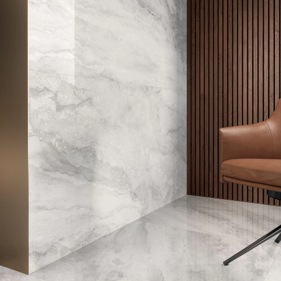 Mystic Pearl tile texture with soft grey marble veining