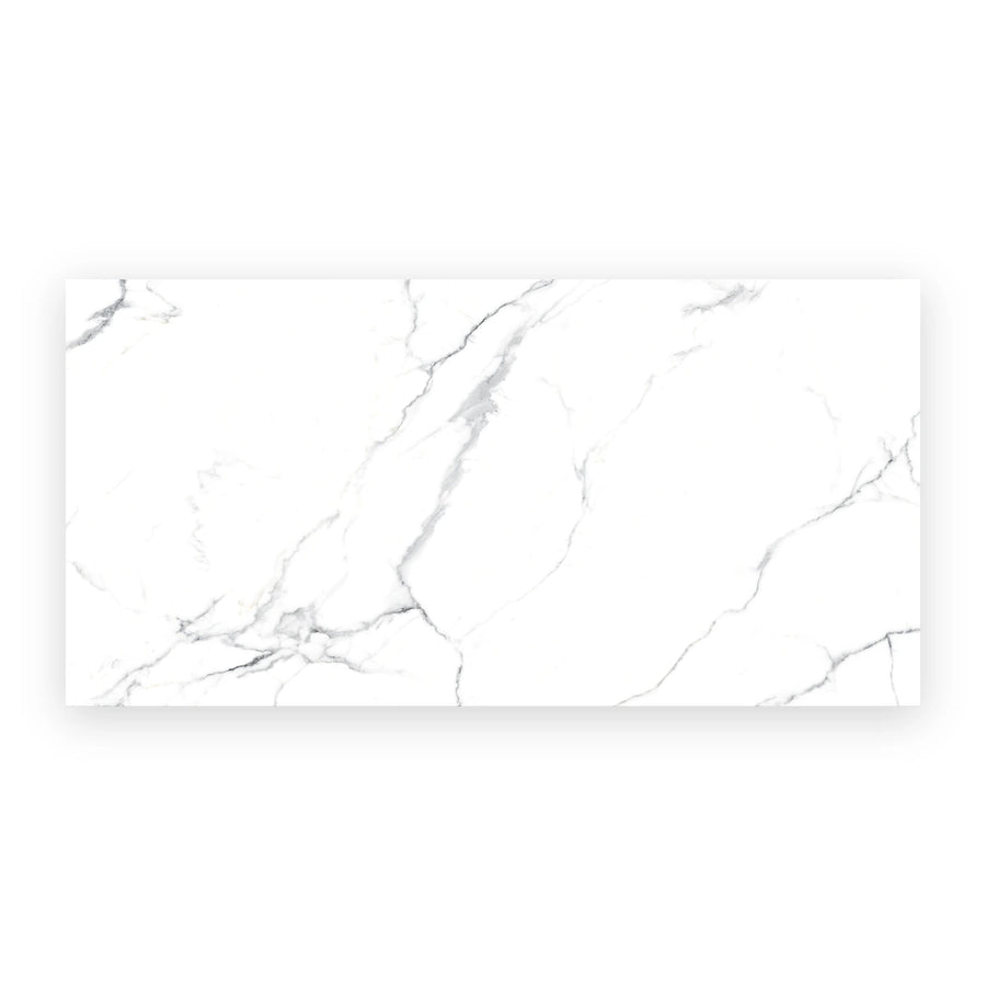 Polished white porcelain wall and floor marble effect tiles
