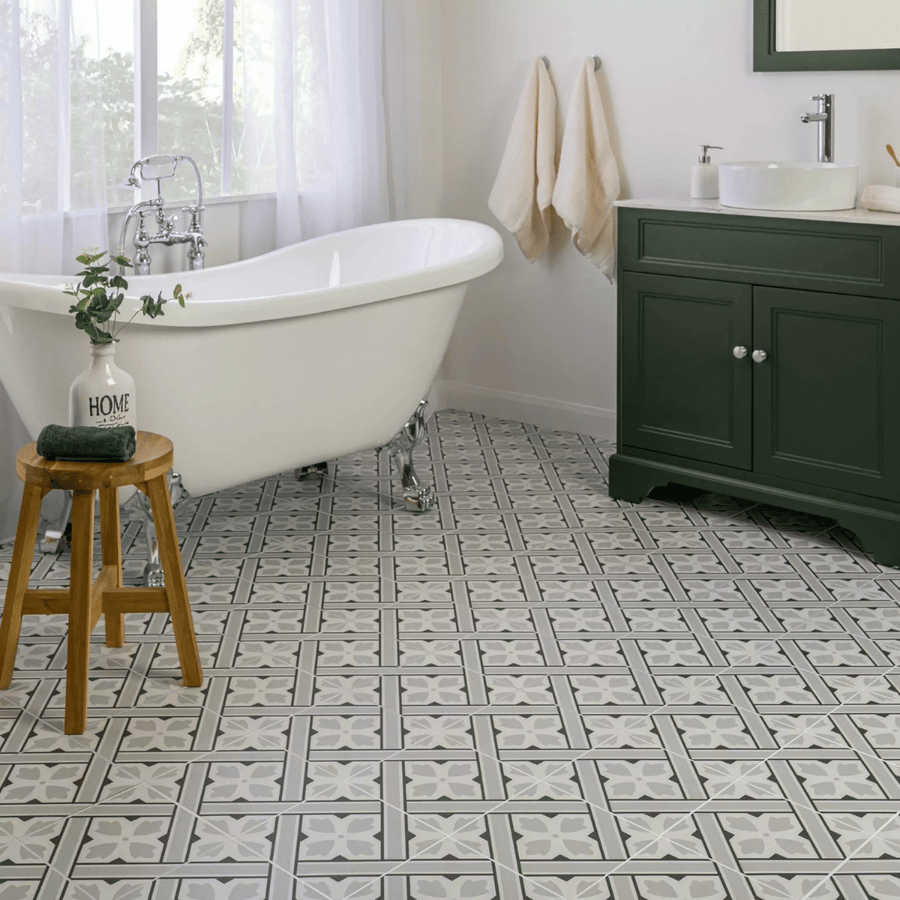 Nkr Tulip Light Grey patterned ceramic matt surface tiles
