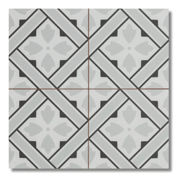Patterned grey ceramic tiles with soft matt finish