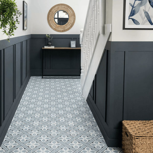 Nkr Tulip Marine Blue ceramic tiles with patterned matt finish