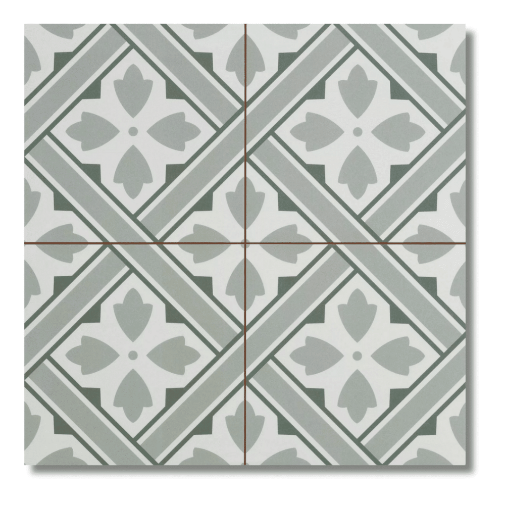 Patterned matt green ceramic tiles for modern wall designs
