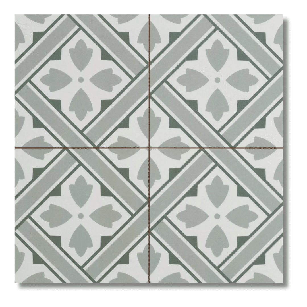 Patterned matt green ceramic tiles for modern wall designs