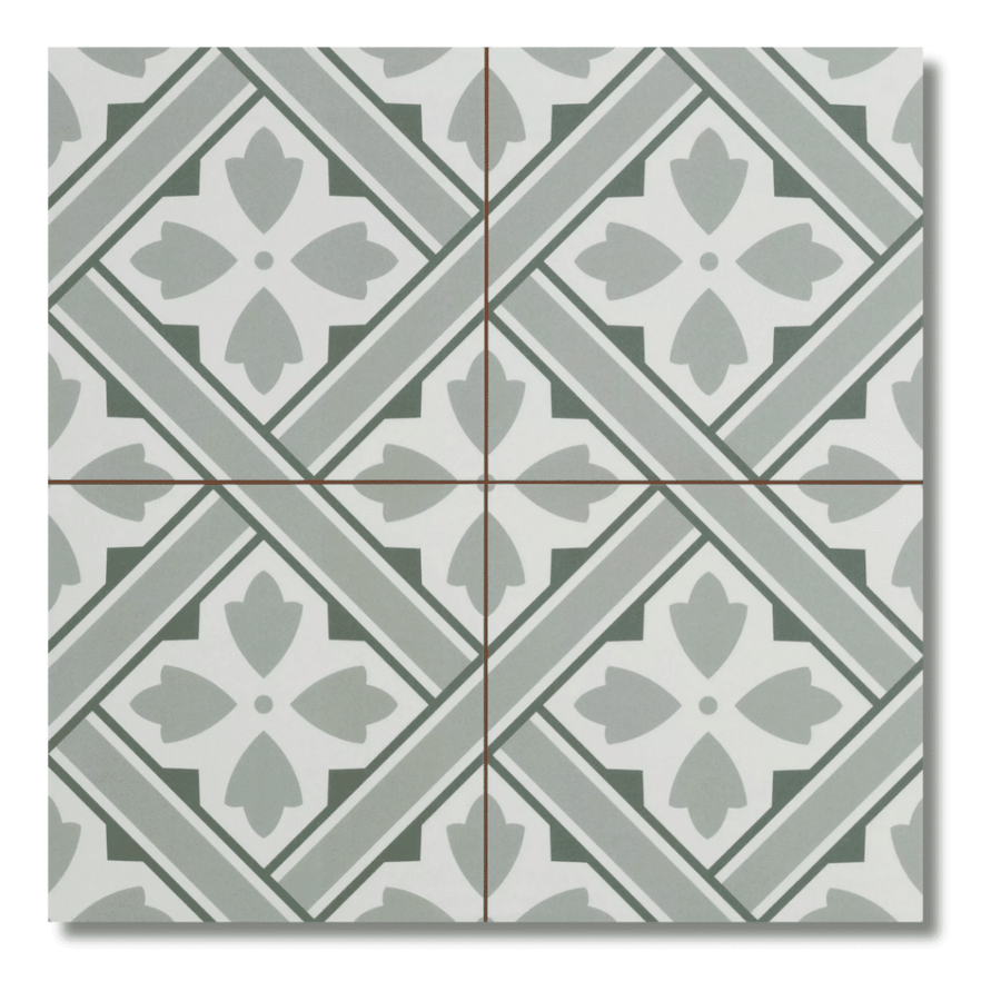 Patterned matt green ceramic tiles for modern wall designs