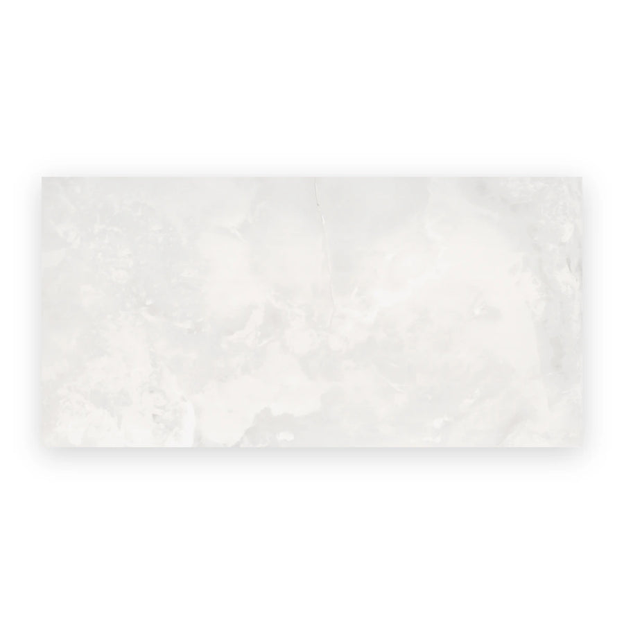 White polished onyx effect porcelain wall and floor tiles