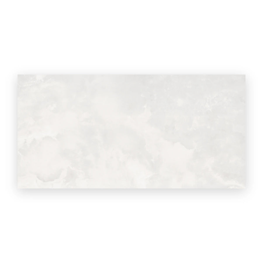 White porcelain polished tiles with elegant onyx inspired pattern