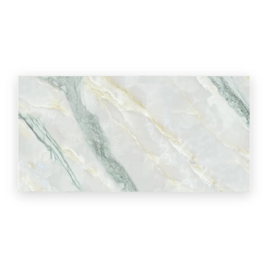 Elegant white onyx effect porcelain wall and floor tiles