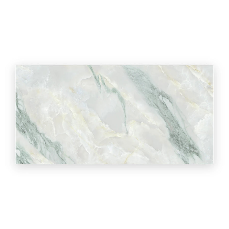 Onyx Giada white porcelain onyx effect wall and floor tiles