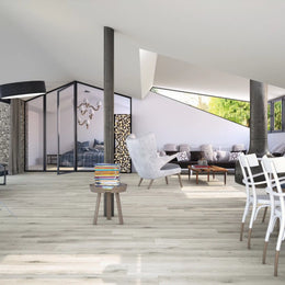 Oregon Gris Rect porcelain tile with grey wood texture