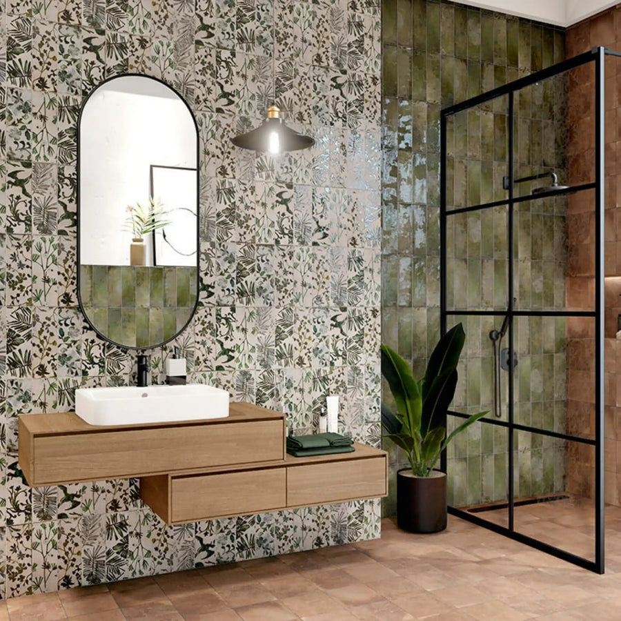 Oakham Green ceramic wall tile glossy finish