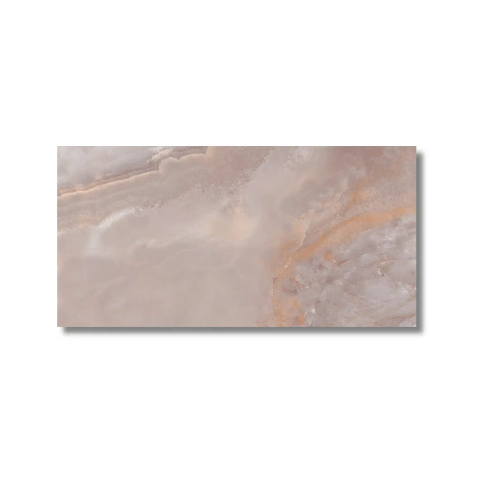 Oni Coral polished porcelain wall tile in coral shade