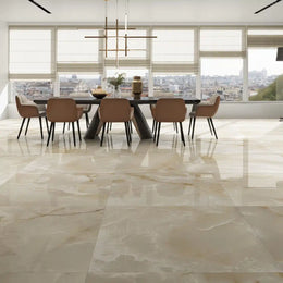 Beige stone-effect porcelain floor tile – matt finish