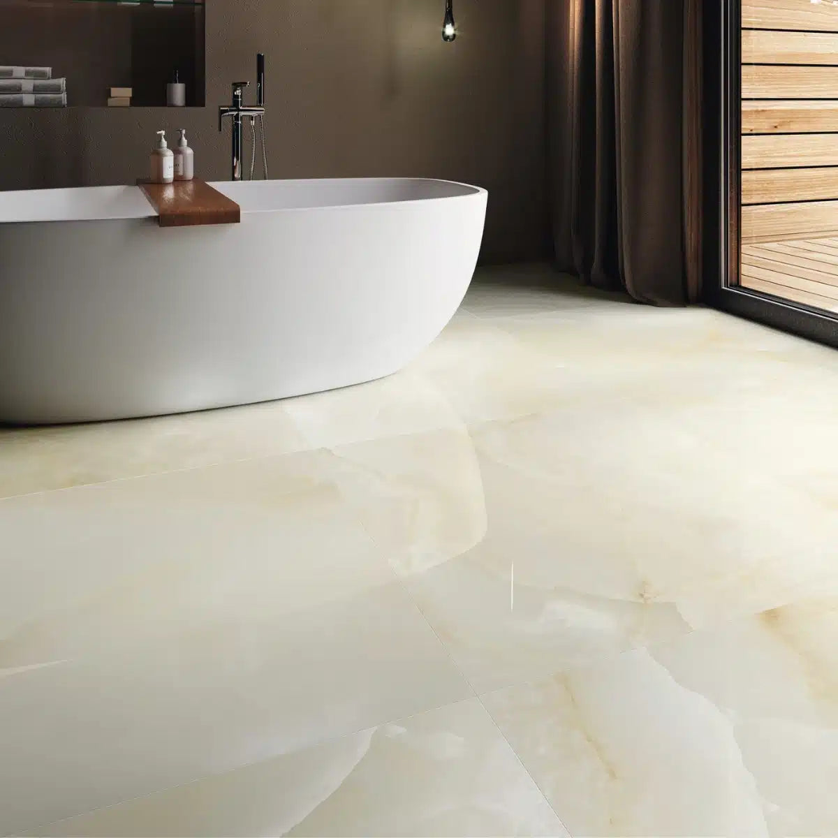 Onix Blanco Porcelain Tile close-up – white stone effect
