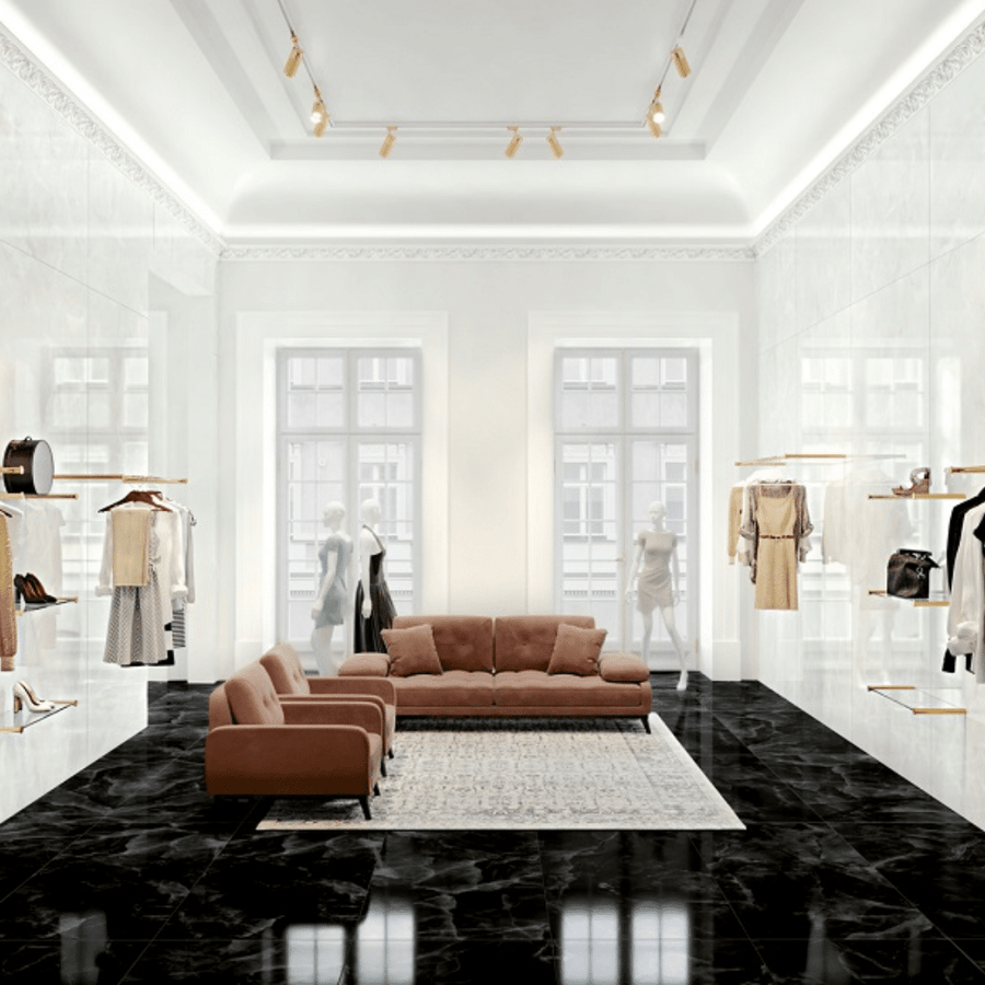 Luxurious Onyx White matt porcelain floor tiles