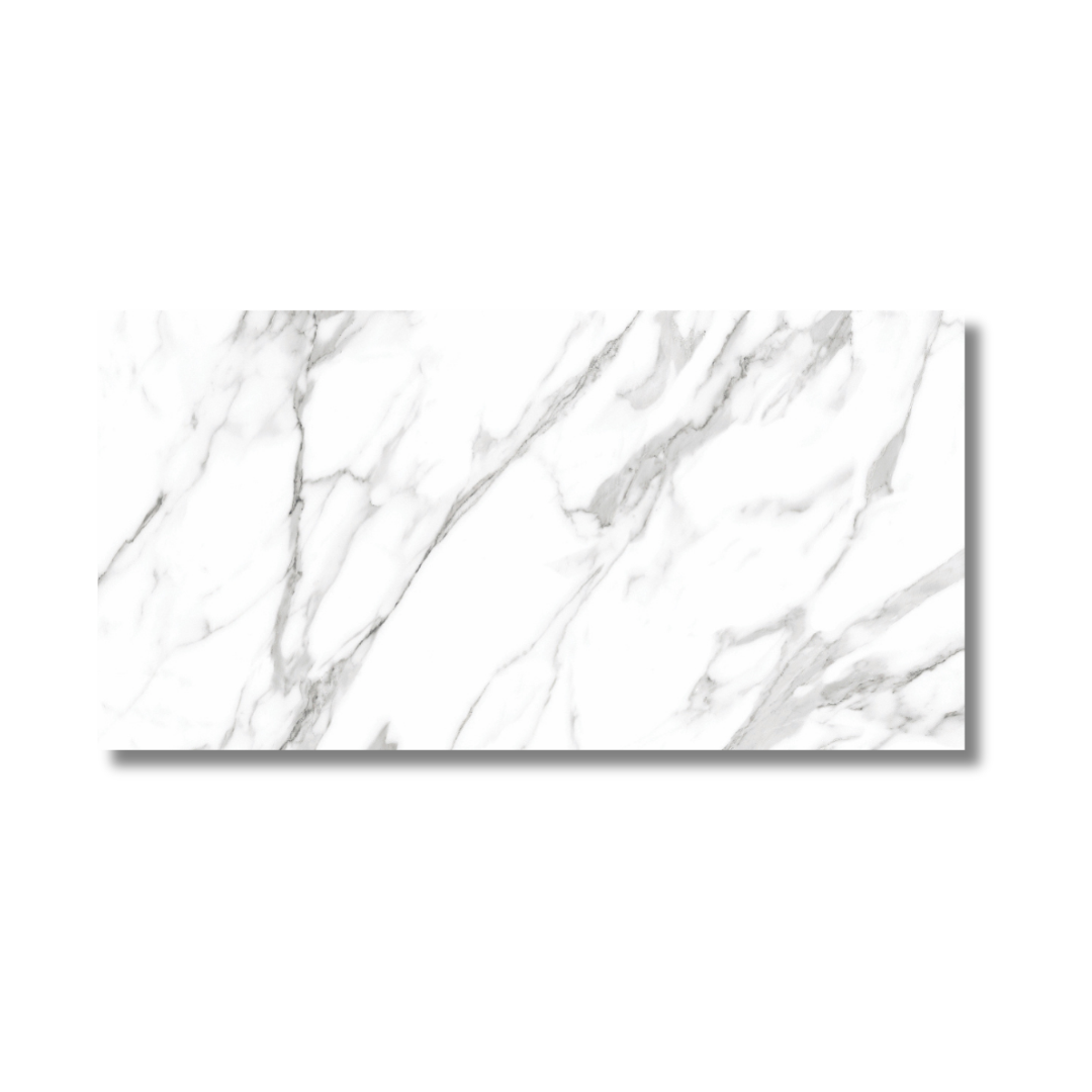 White porcelain marble effect tiles used on wall and floor