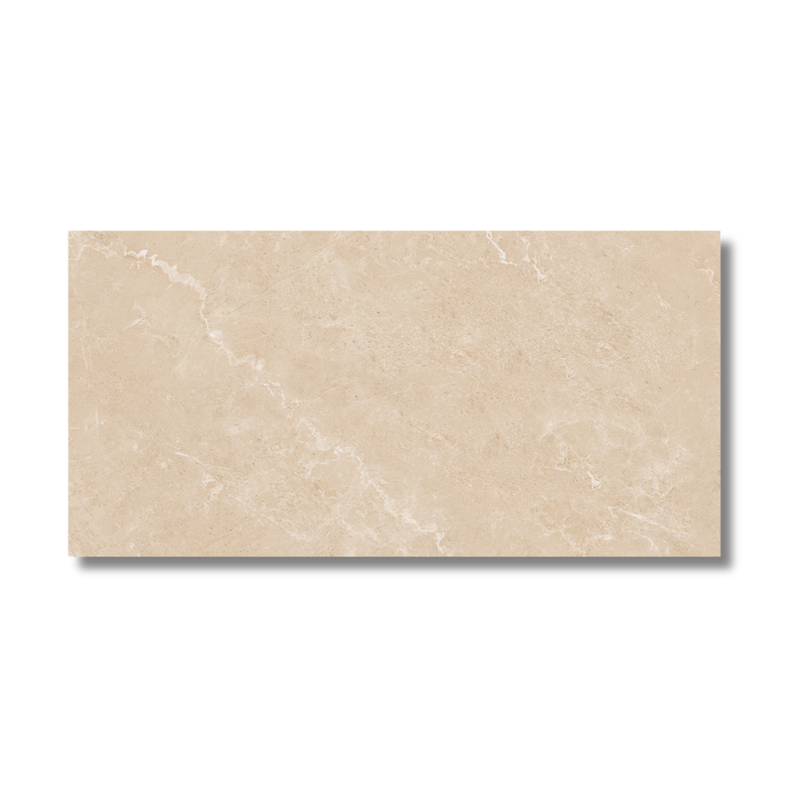 Kitchen wall and floor using Opalencia Brenzo Crema marble tiles