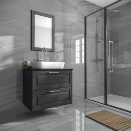 Polished porcelain wall tile grey