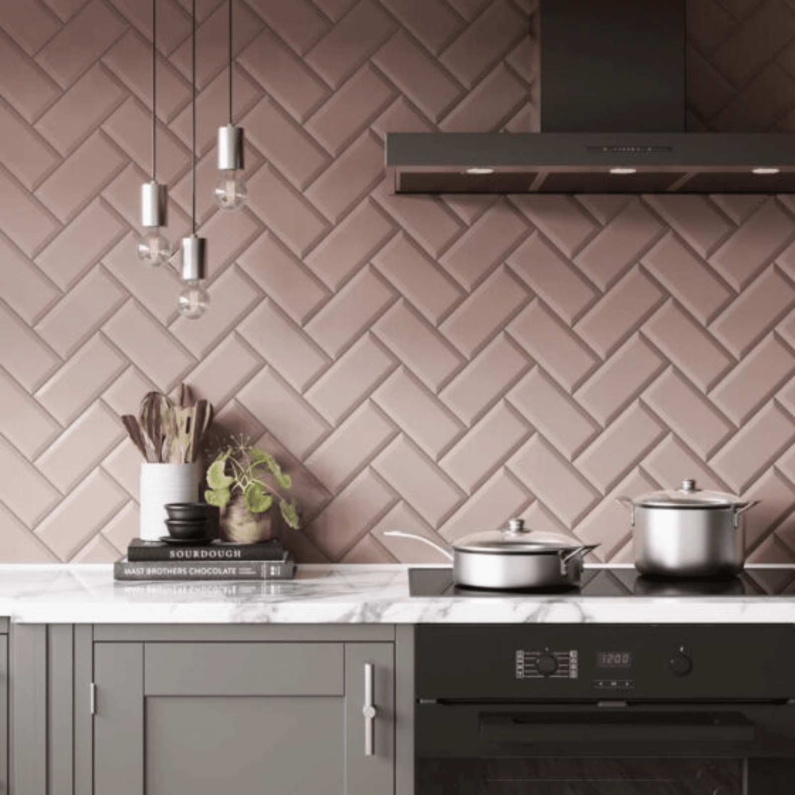 Pink 100x200mm metro tile