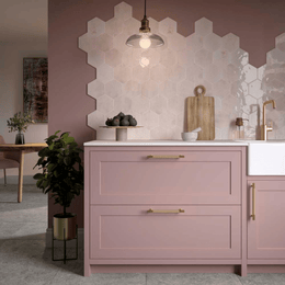 Gloss rose pink hex wall tile