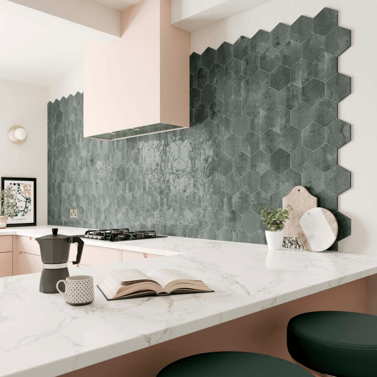 Gloss finish hexagon tile for walls