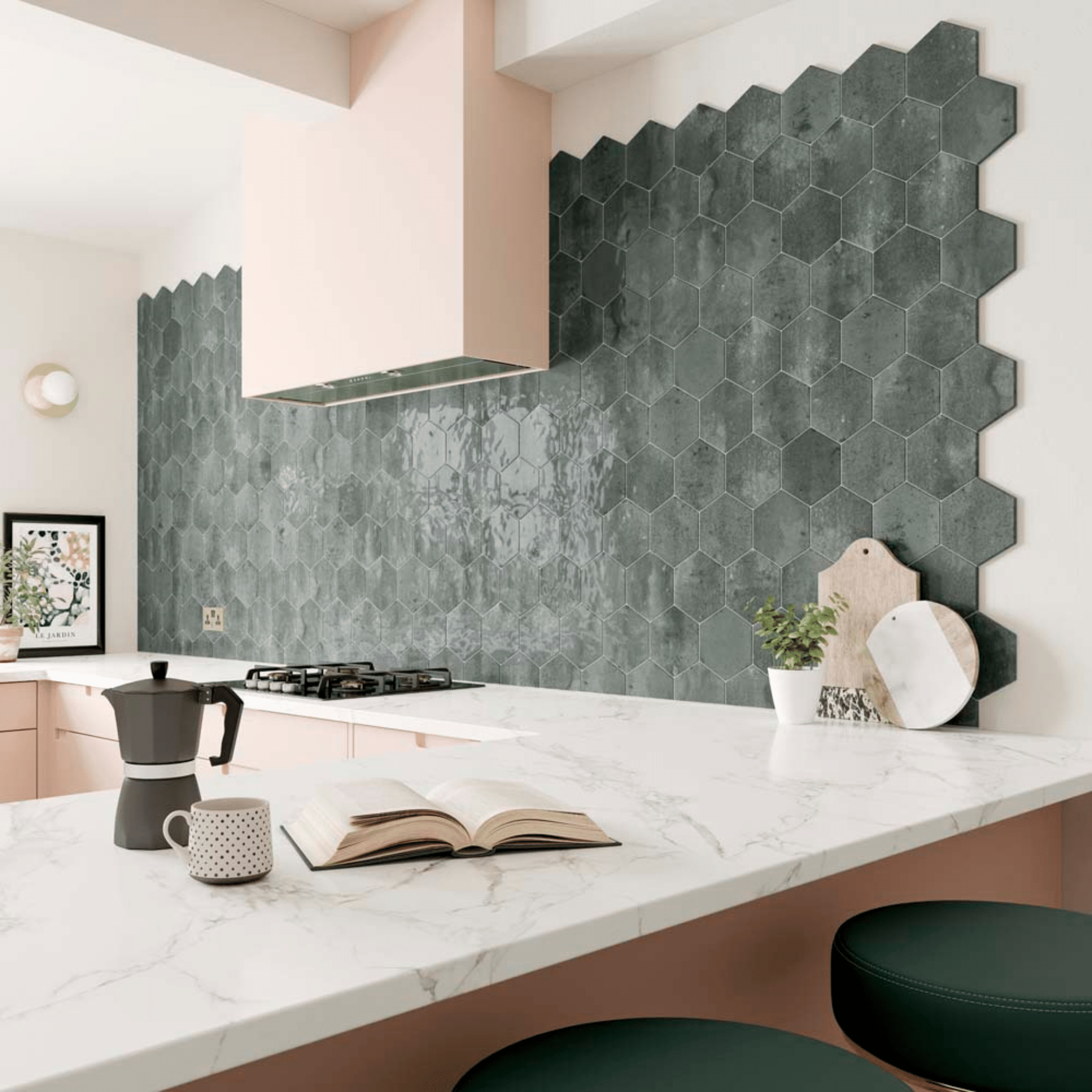 Gloss finish hexagon tile for walls