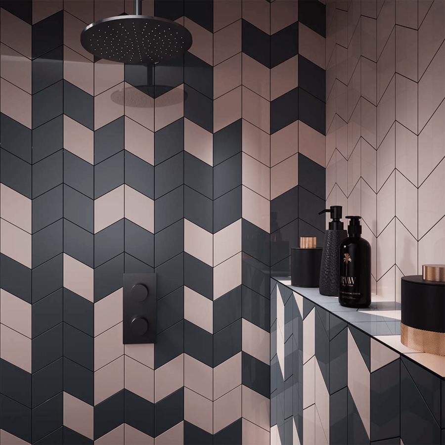 Geometric pink ceramic tile