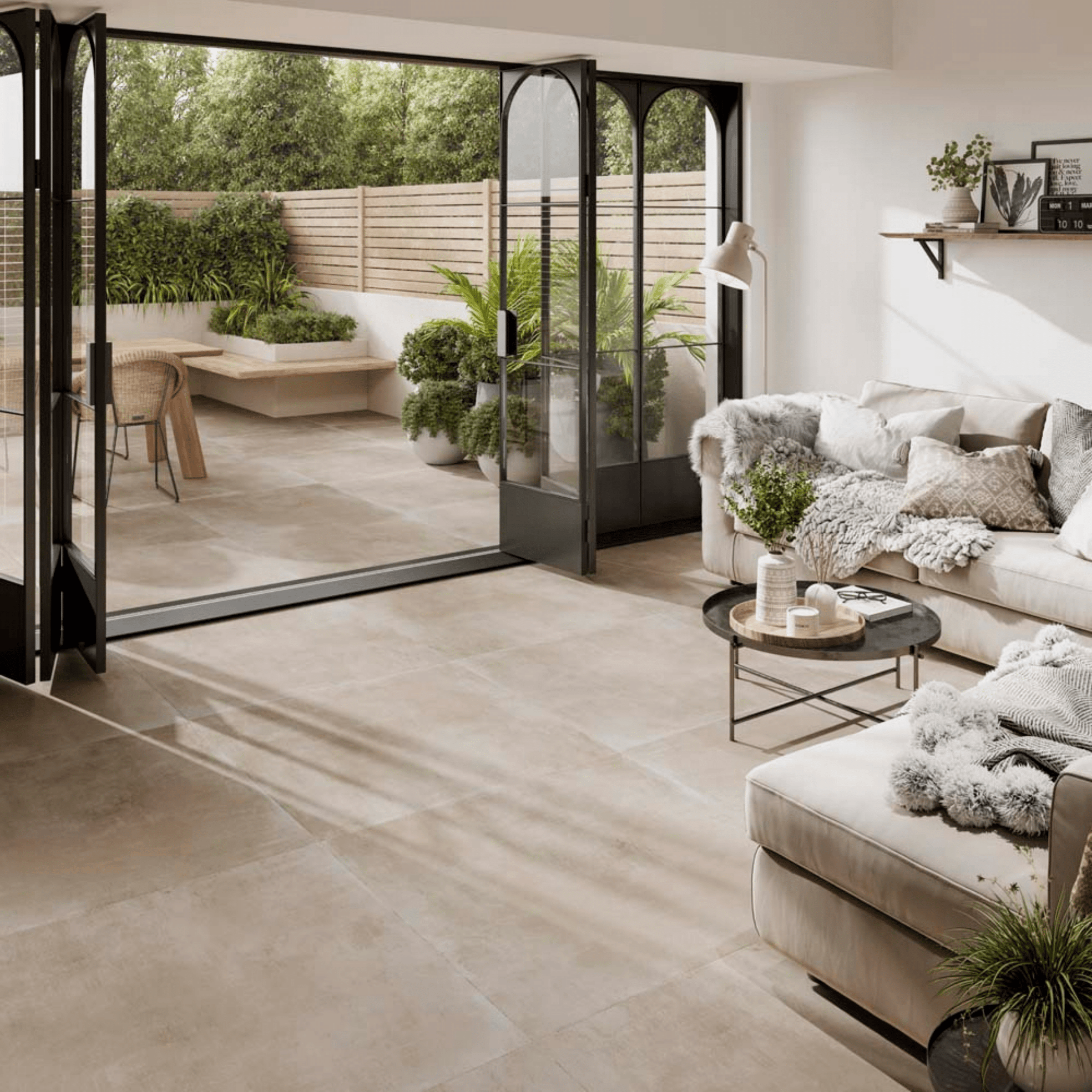 Matt taupe porcelain tile for floors