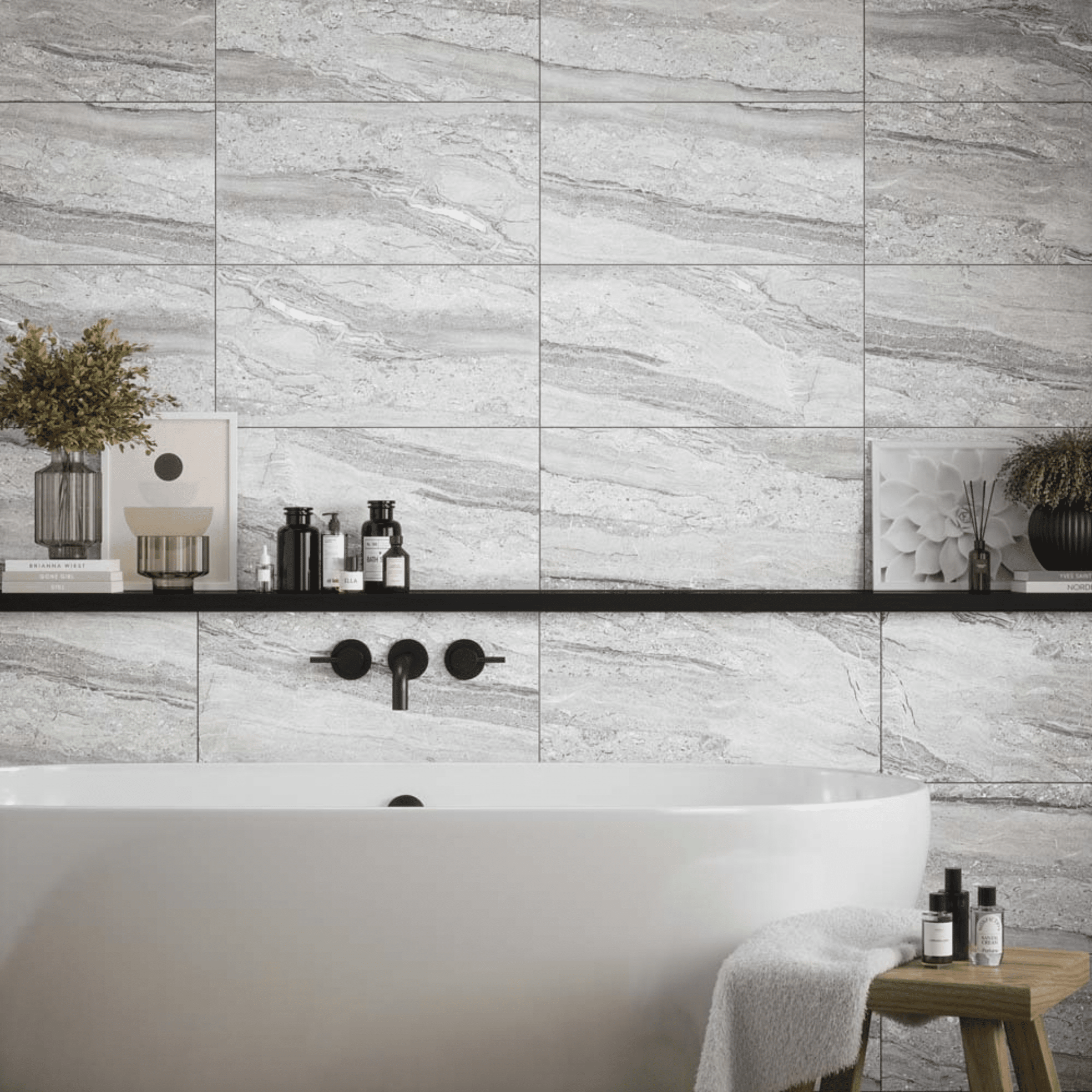 Soft grey ceramic tile 300x600