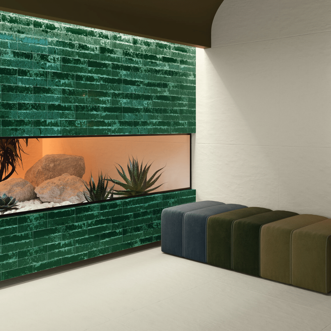 Stylish glossy Basil Green ceramic metro tiles