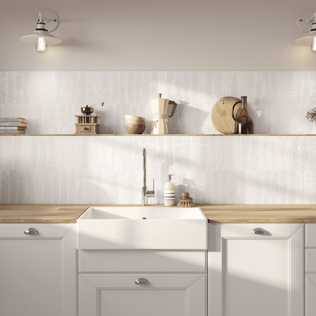 Stylish glossy ceramic white metro wall tiles