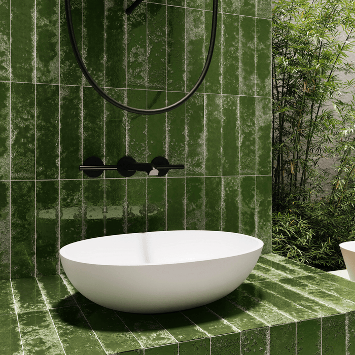 Glossy crocodile green metro ceramic wall tiles