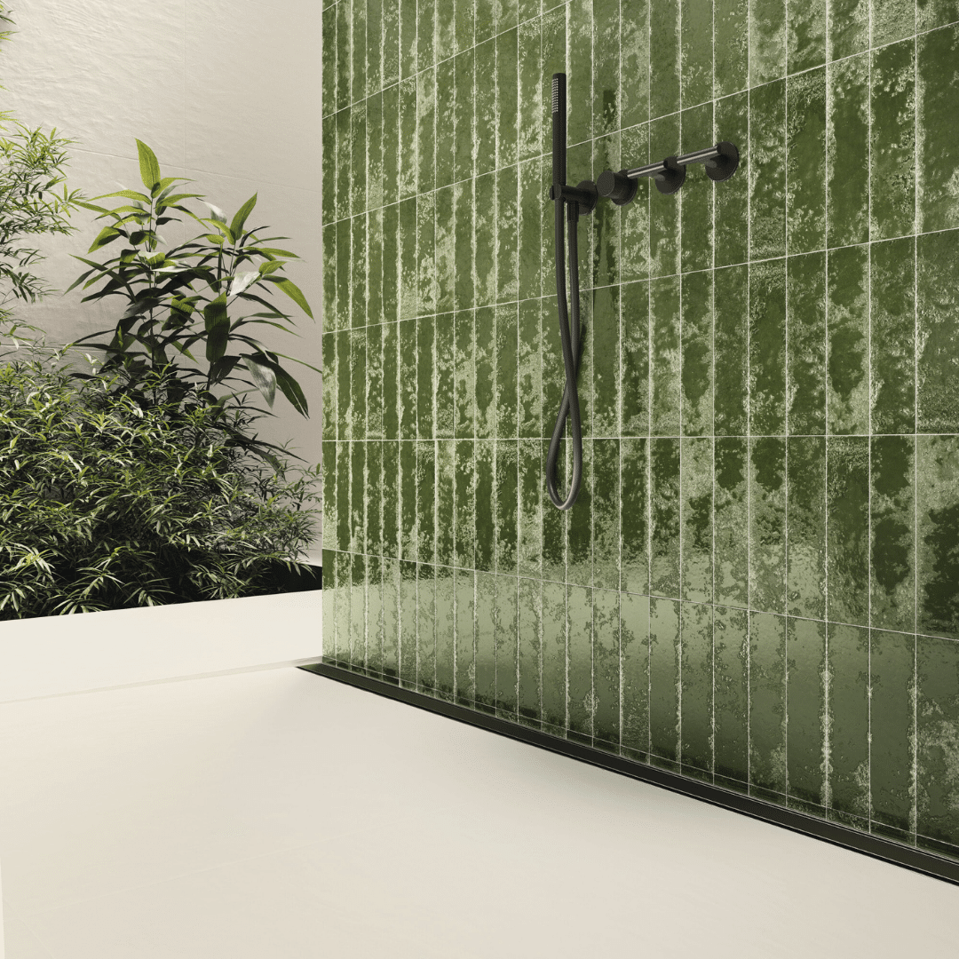 Glossy finish crocodile green ceramic metro wall tiles