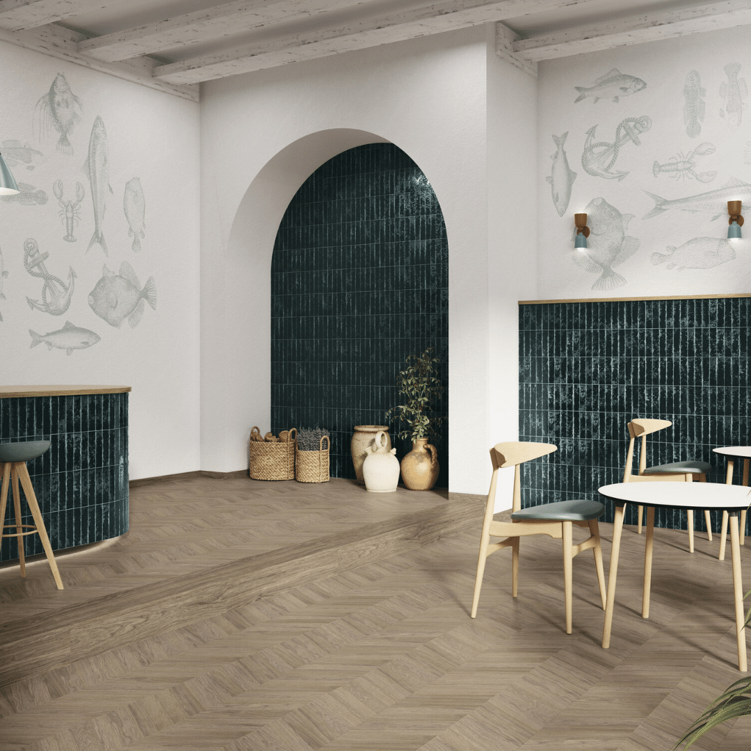 Pukkaia Jade Blue glossy ceramic metro wall tiles