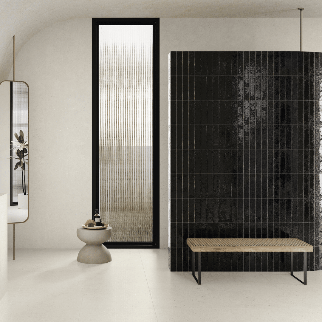 Glossy ceramic metro tiles in black finish