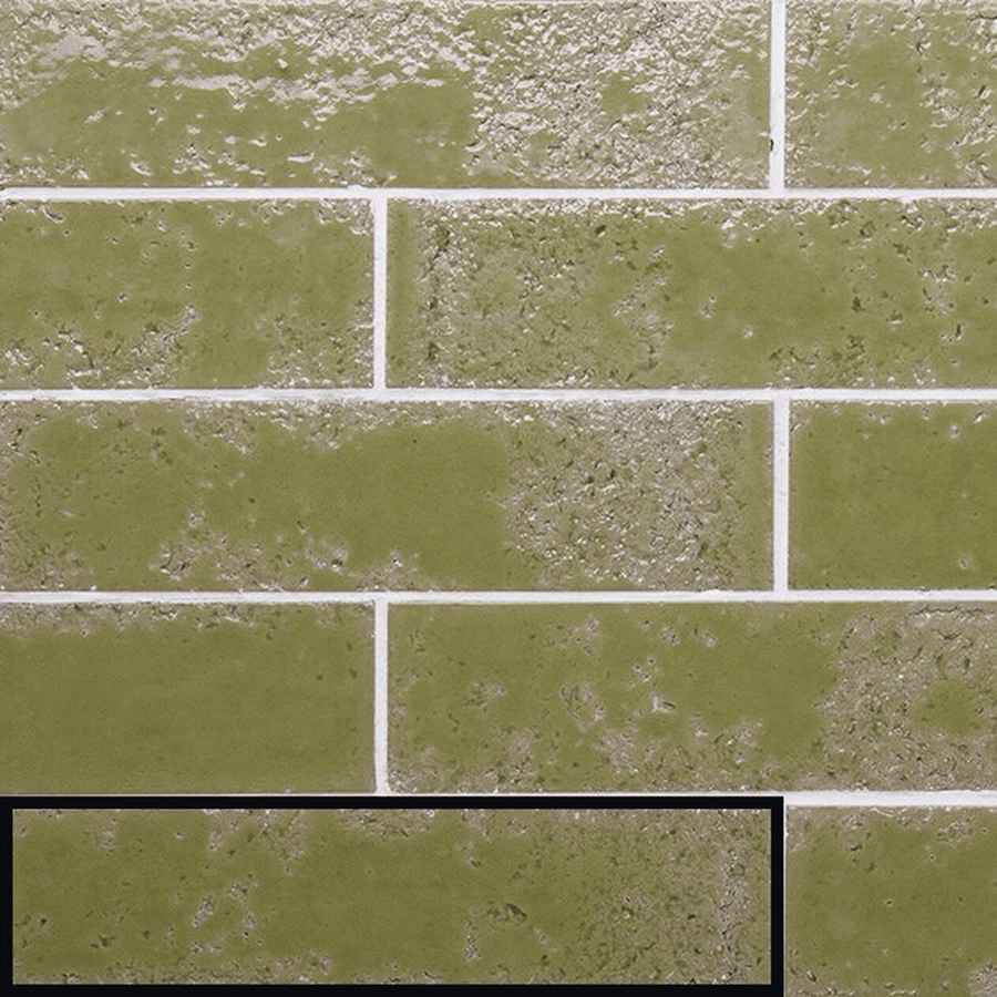 Glossy moss green ceramic metro tiles for walls