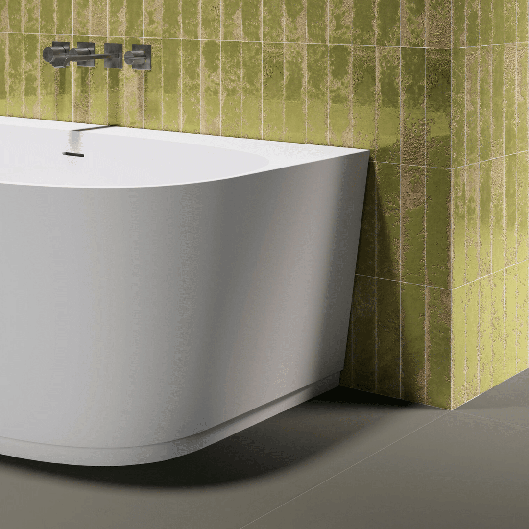 Stylish glossy moss green ceramic wall metro tiles