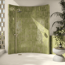Ceramic glossy moss green metro tiles wall finish