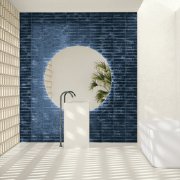 Pukkaia Prussian Blue glossy ceramic metro tiles
