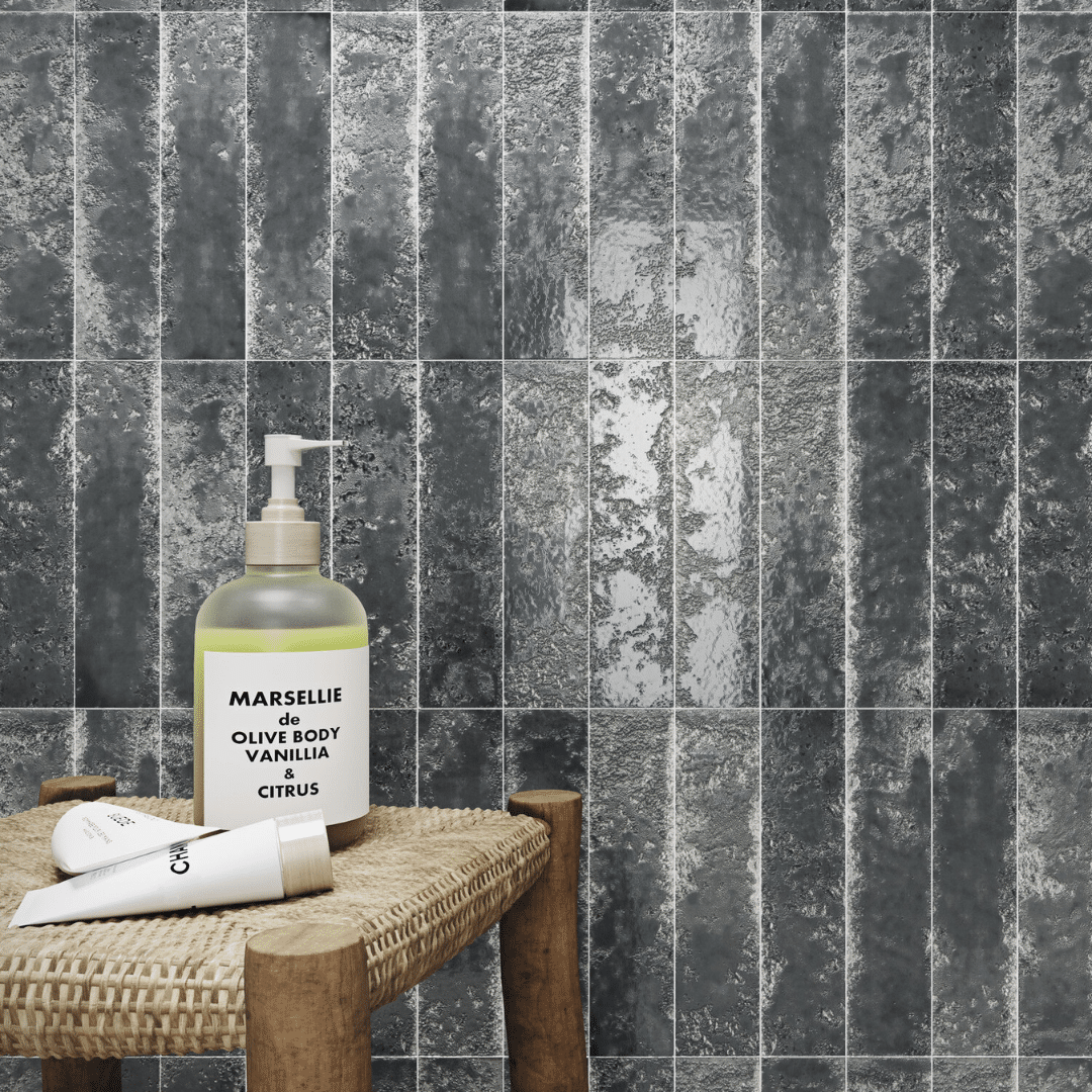 Stylish glossy ceramic grey metro wall tiles
