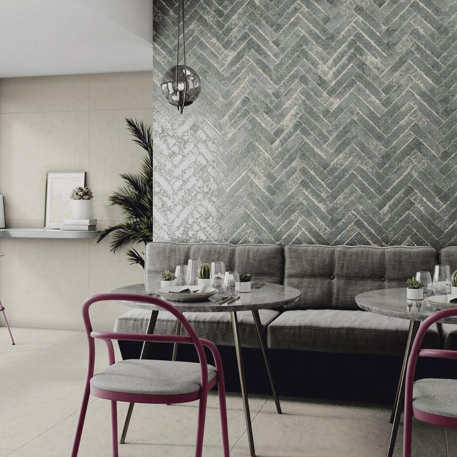 Ceramic glossy steel blue metro tiles wall finish