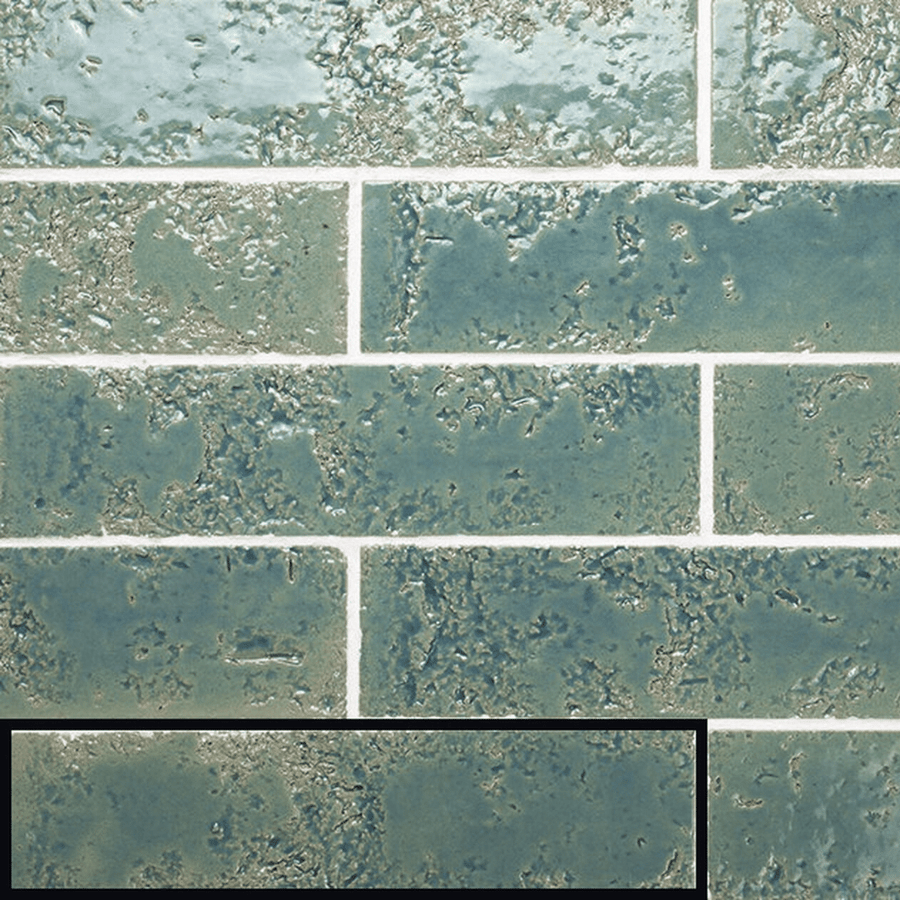 Glossy teal blue ceramic metro tiles for walls