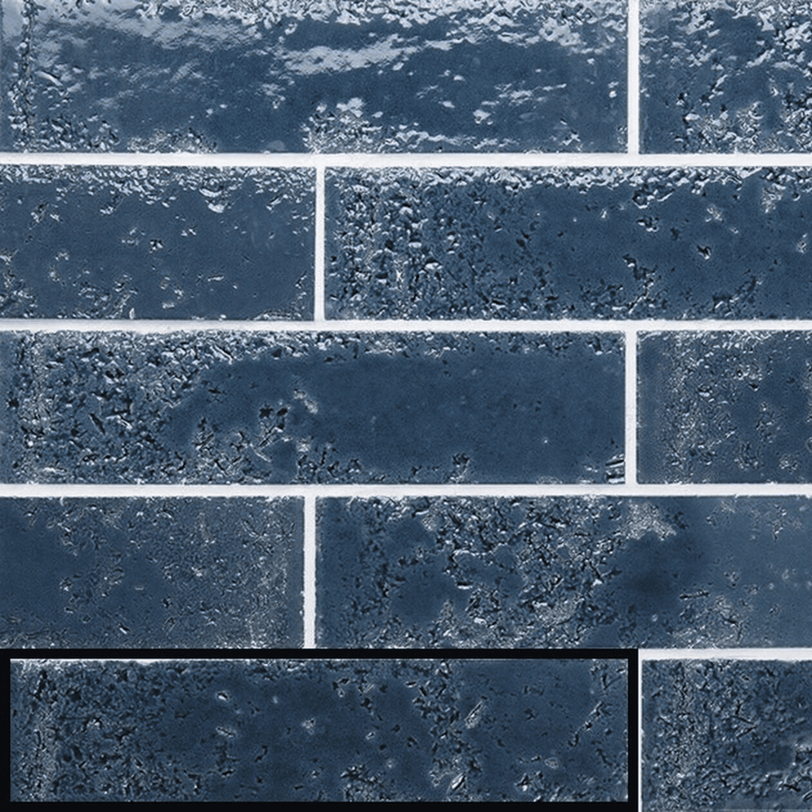Glossy whale blue ceramic metro tiles for walls