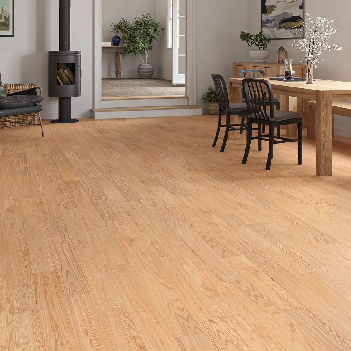 Grasholme Natural Oak Engineered Wood Flooring in a room setting