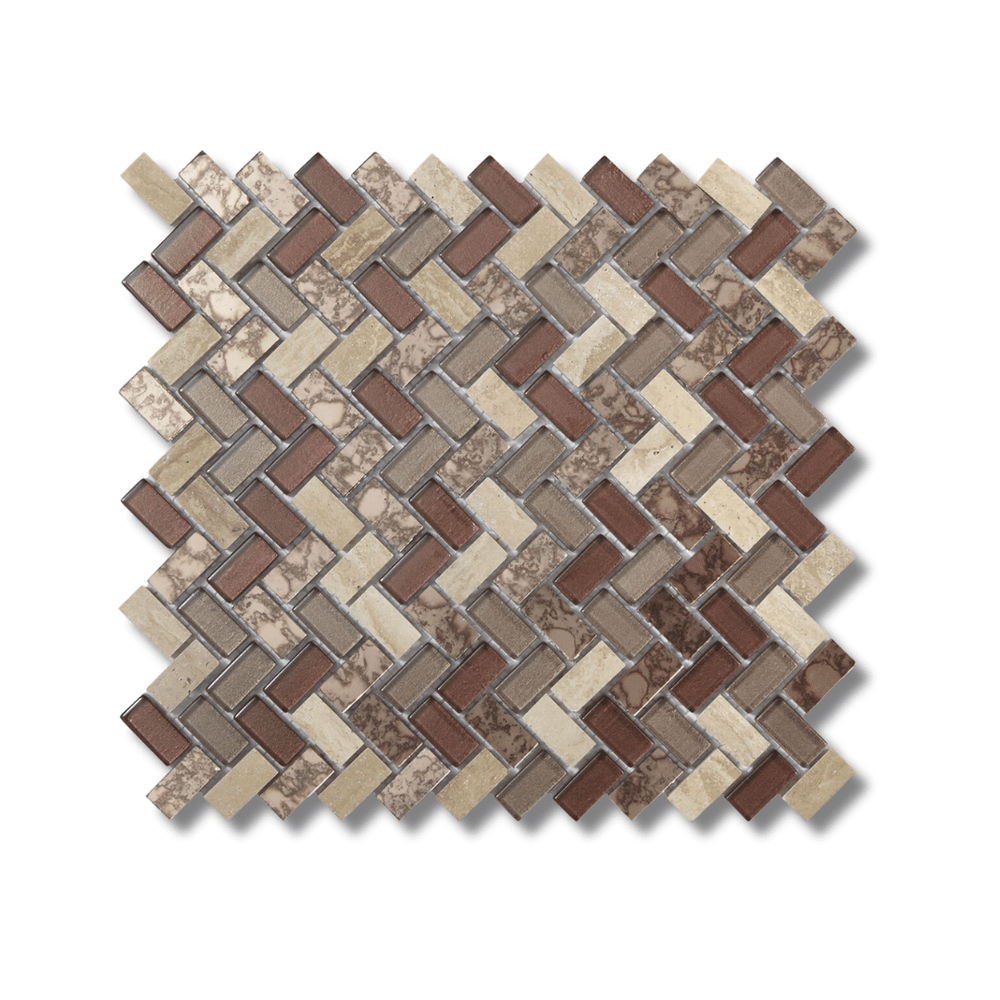 Mixed finish brown glass stone tiles for kitchen bathroom