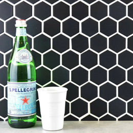 Matt black porcelain hexagon tiles for interior walls